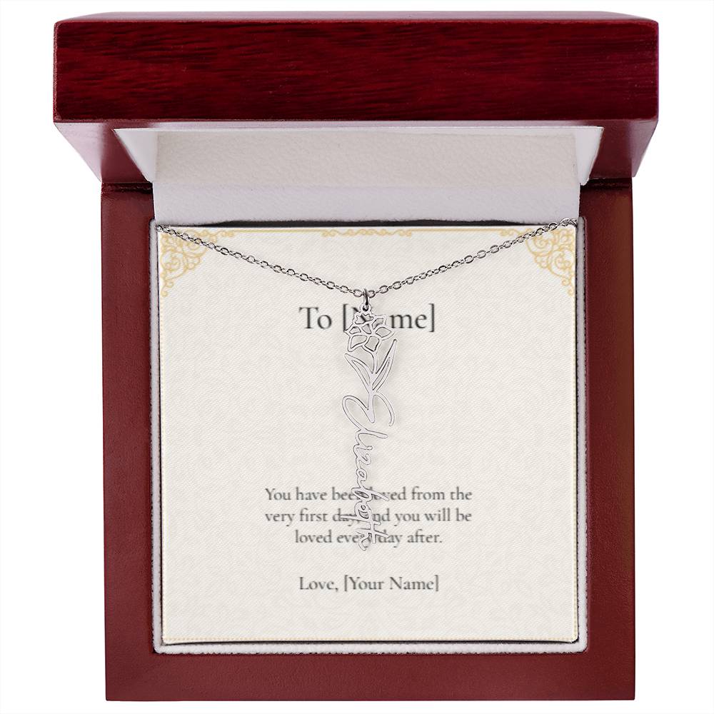 Custom Name Necklace with Birth Month Flower